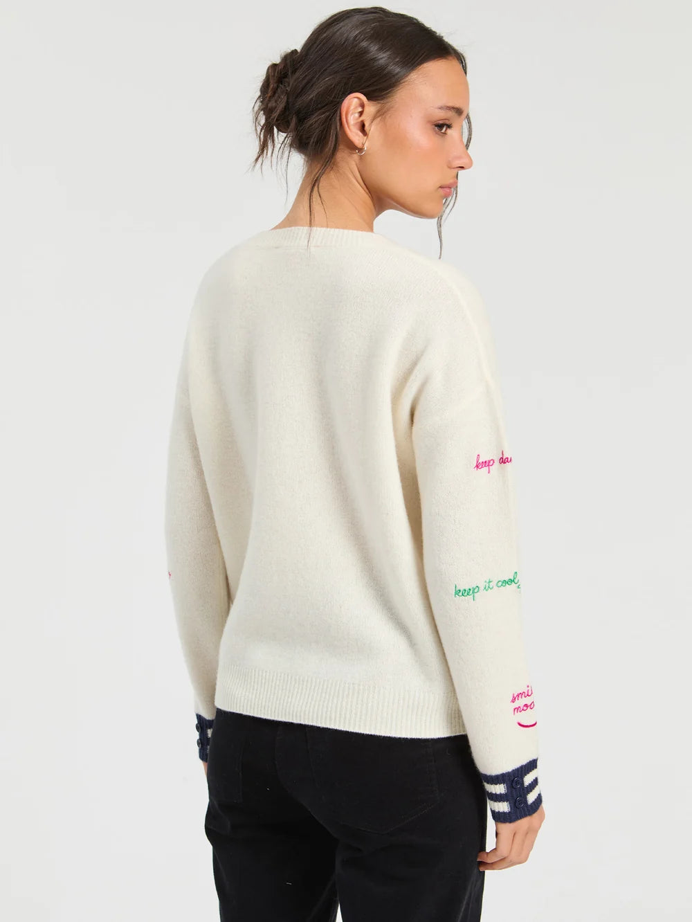 Ecru Sweater with Embroidery