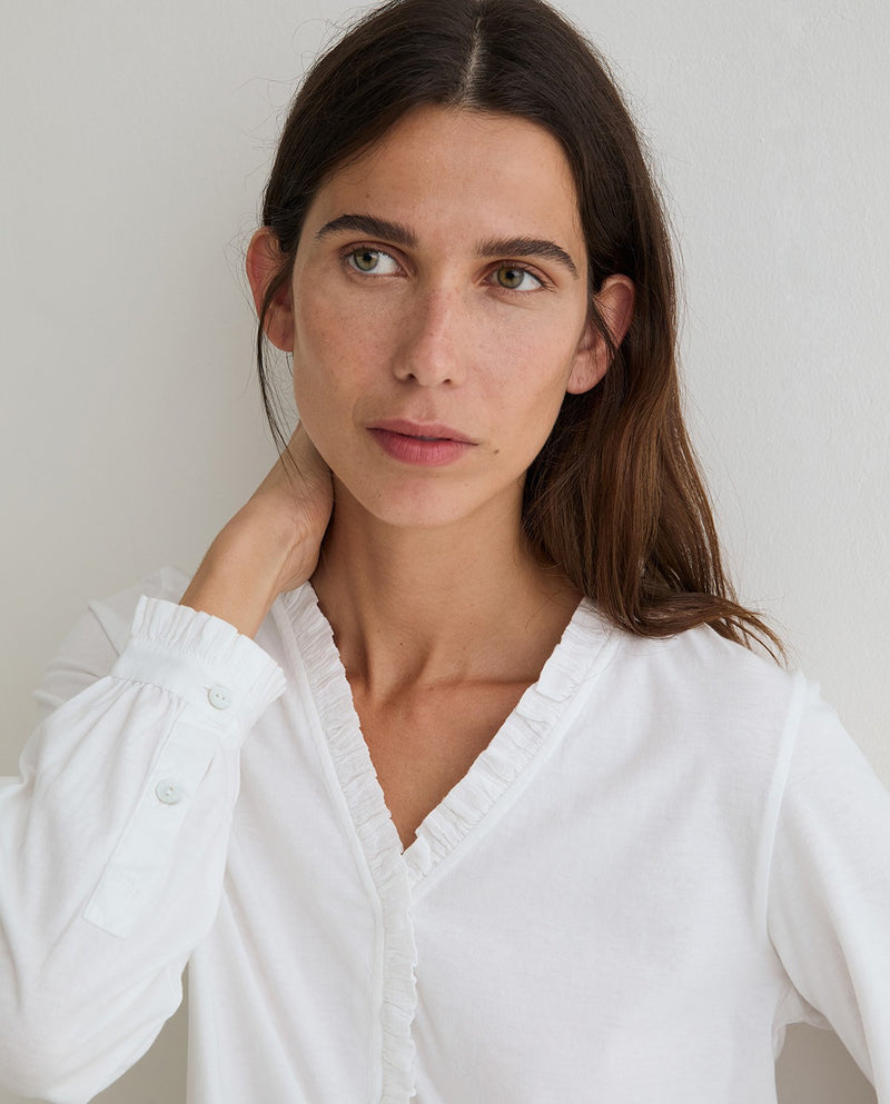 Long Sleeve White Cotton Top