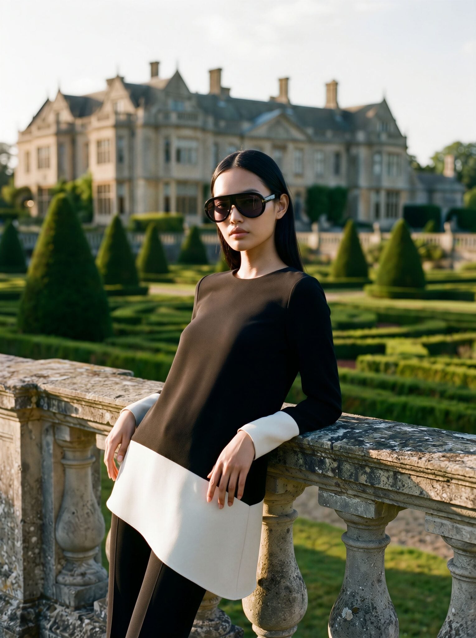 Black and cream 2 piece trouser outfit
