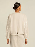 Jersey sweater with lurex and lace sleeves