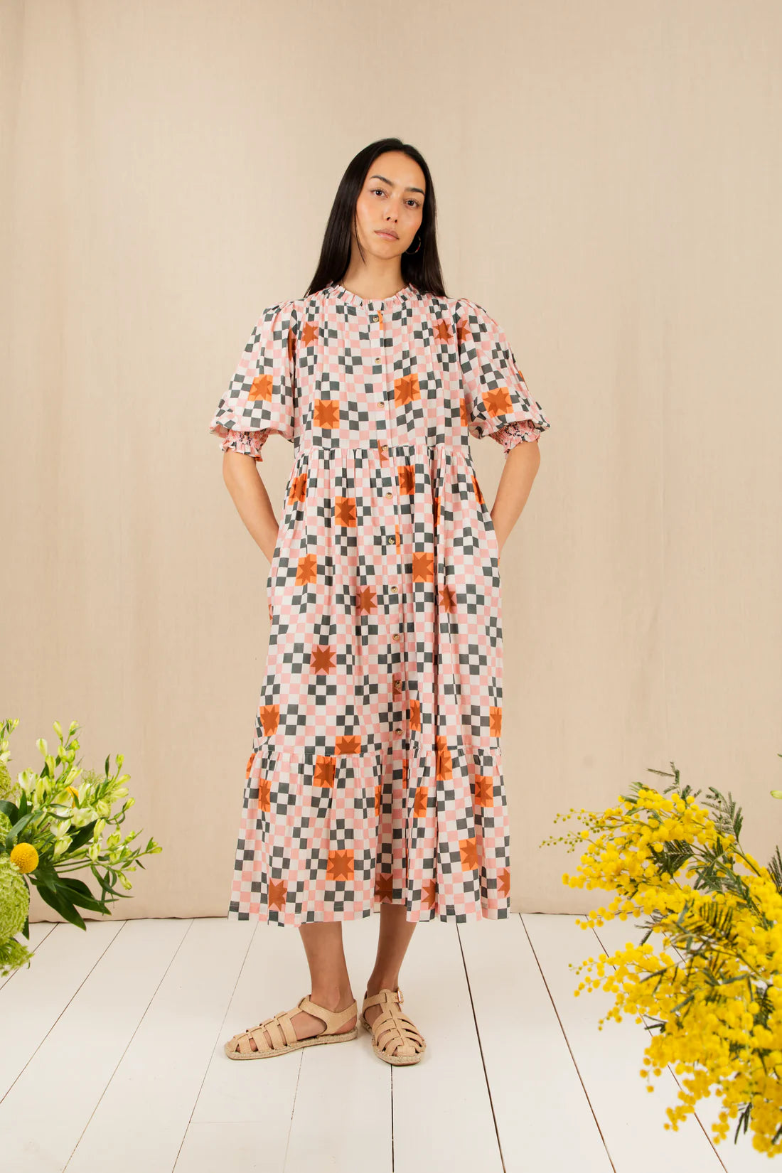 Troy Dress in Multi Rose