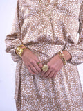 “Monaco” dress in snow leopard pattern