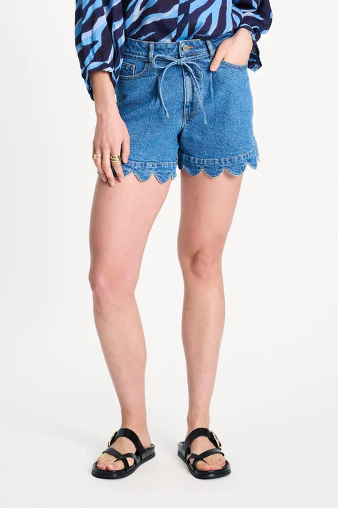 Denim Shorts with Scallop