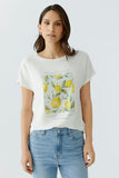 T-shirt in off white with lemon and diamanté logo