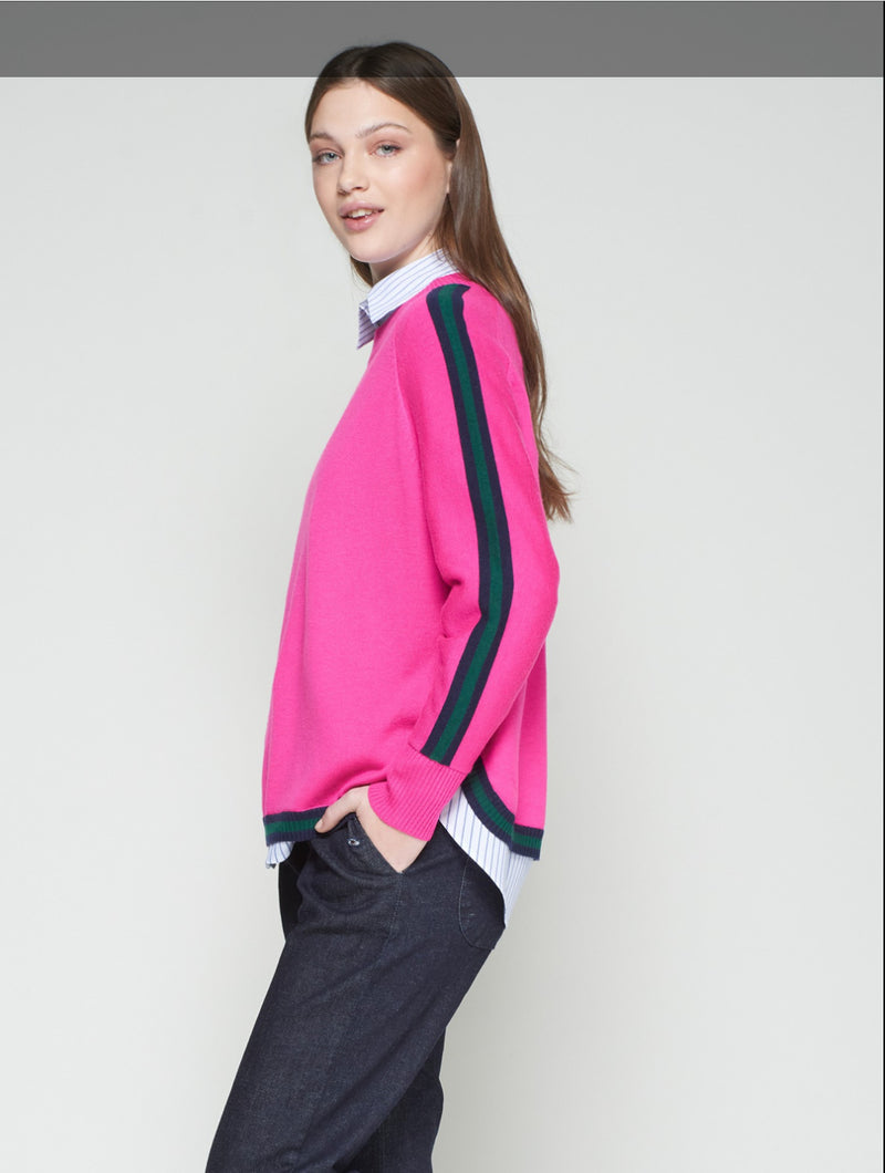 Pink Navy & Green Wool Jumper