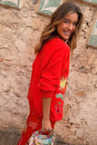 Celestial cardigan in tomato red