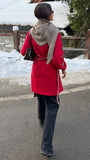 Long red ski cardigan