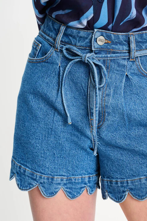 Denim Shorts with Scallop
