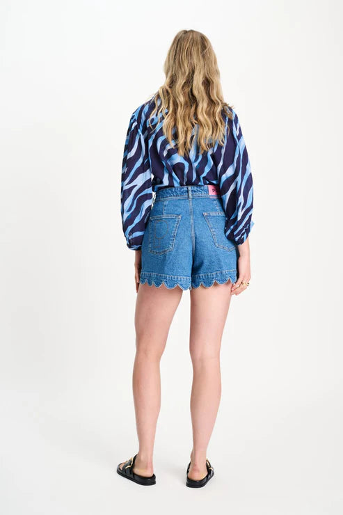 Denim Shorts with Scallop