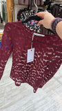 Round neck mesh top with spot pattern