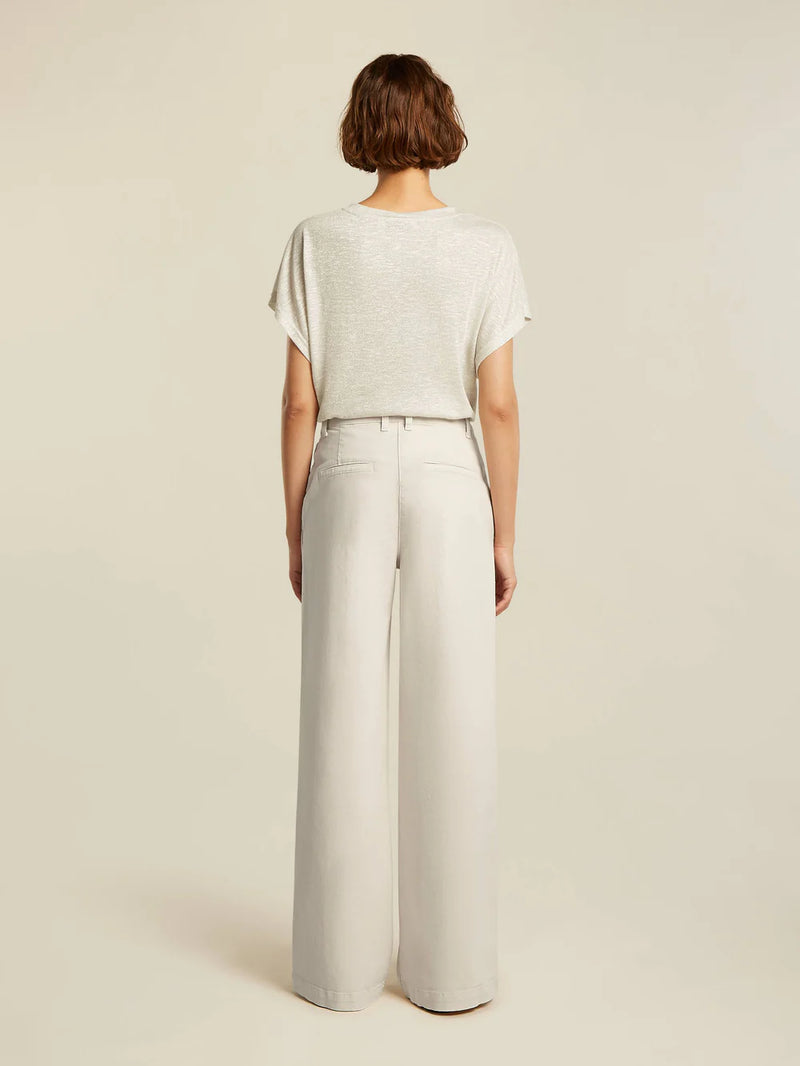 Wide twill trousers in cream