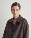 Handmade check wool coat in brown