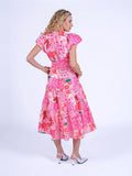 “Nice” dress in pink patch pattern.