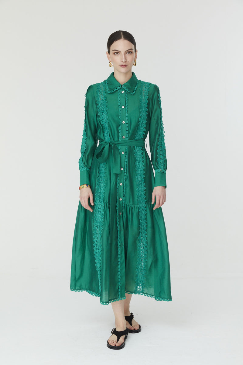 Corina Green Lace Dress
