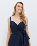 Midi wrap navy dress