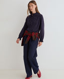 Navy Top with Frill collar