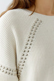 Pullover with Piaced Metal Rivets