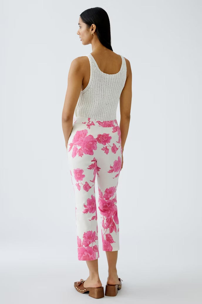 Capri trousers in white and pink