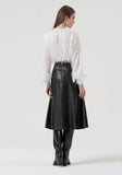 Flared black skirt in fake leather