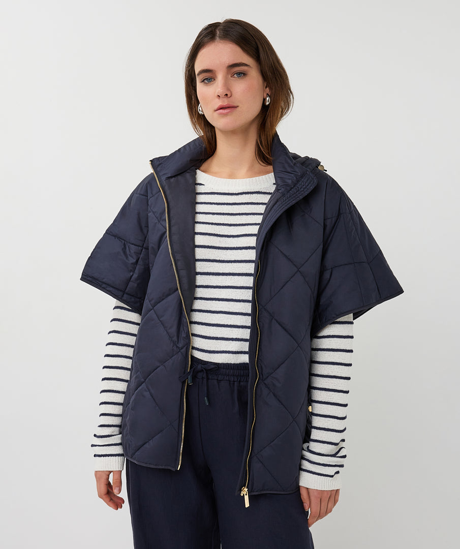 Navy Poncho Style Jacket