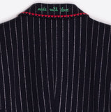 Navy Pinstripe Jacket with Embroidery