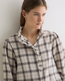 Check Shirt with Frill Collar