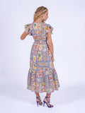 “Misha” dress with tropical patch pattern