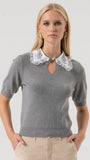 Grey Sweater with Embellishments