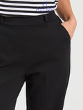 Black straight leg knit trousers
