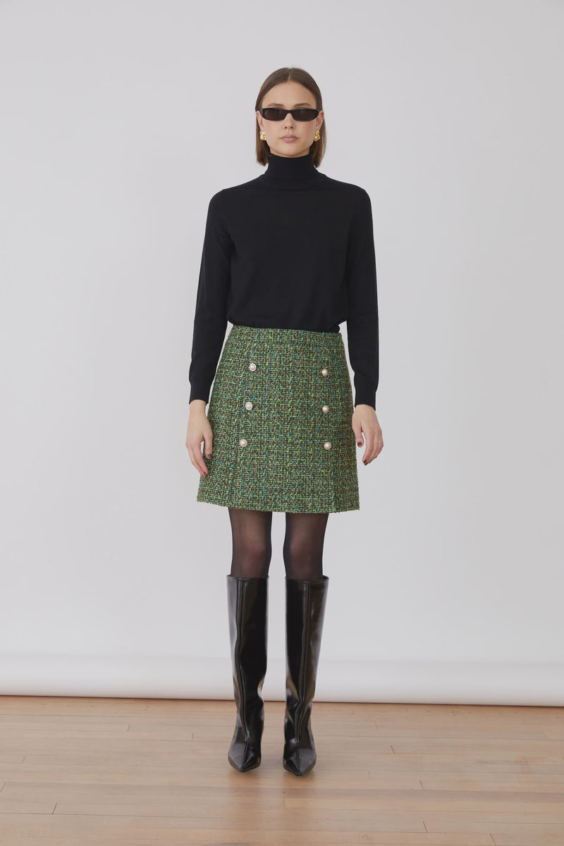 Cappa Skirt in Green Tweed