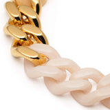 Vanessa Baroni Flat Chain Necklace with gold and latte marble