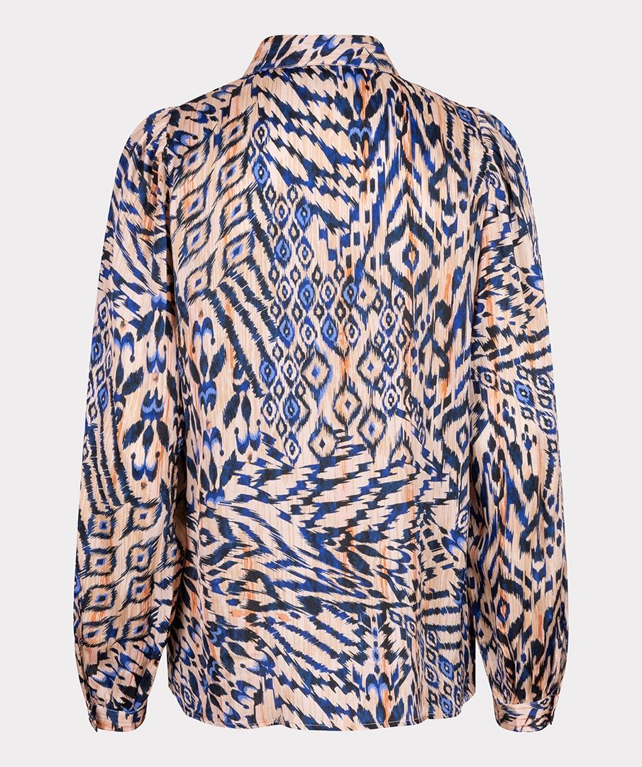 Blouse in Blue and Champagne Print