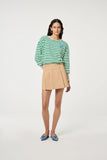 Cream And Green Stripe Top