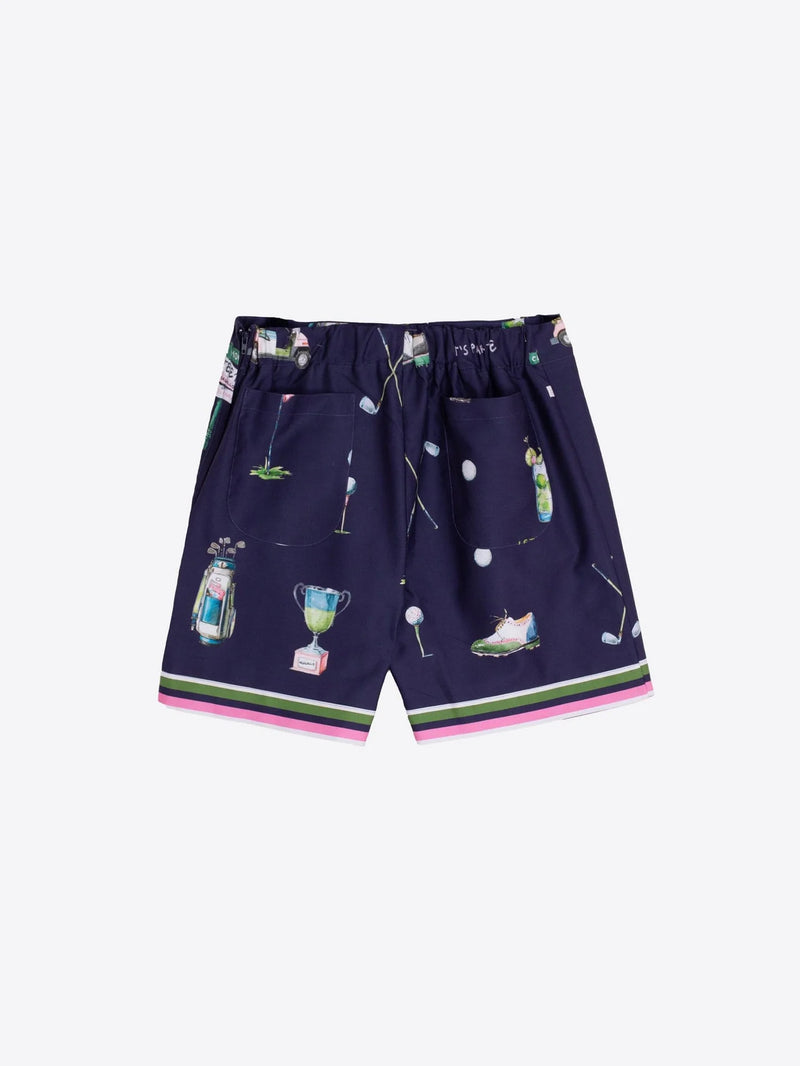 Navy Blue Golf Print Shorts