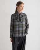 Yerse Check Pussy Bow Blouse