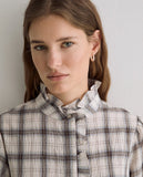 Check Shirt with Frill Collar