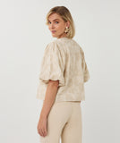 Beige Brocade Top