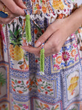 “Misha” dress with tropical patch pattern