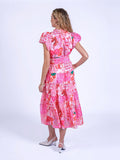 “Nice” dress in pink patch pattern.