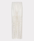 Embroidered pants with front pockets in off white