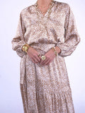 “Monaco” dress in snow leopard pattern