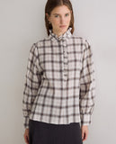 Check Shirt with Frill Collar
