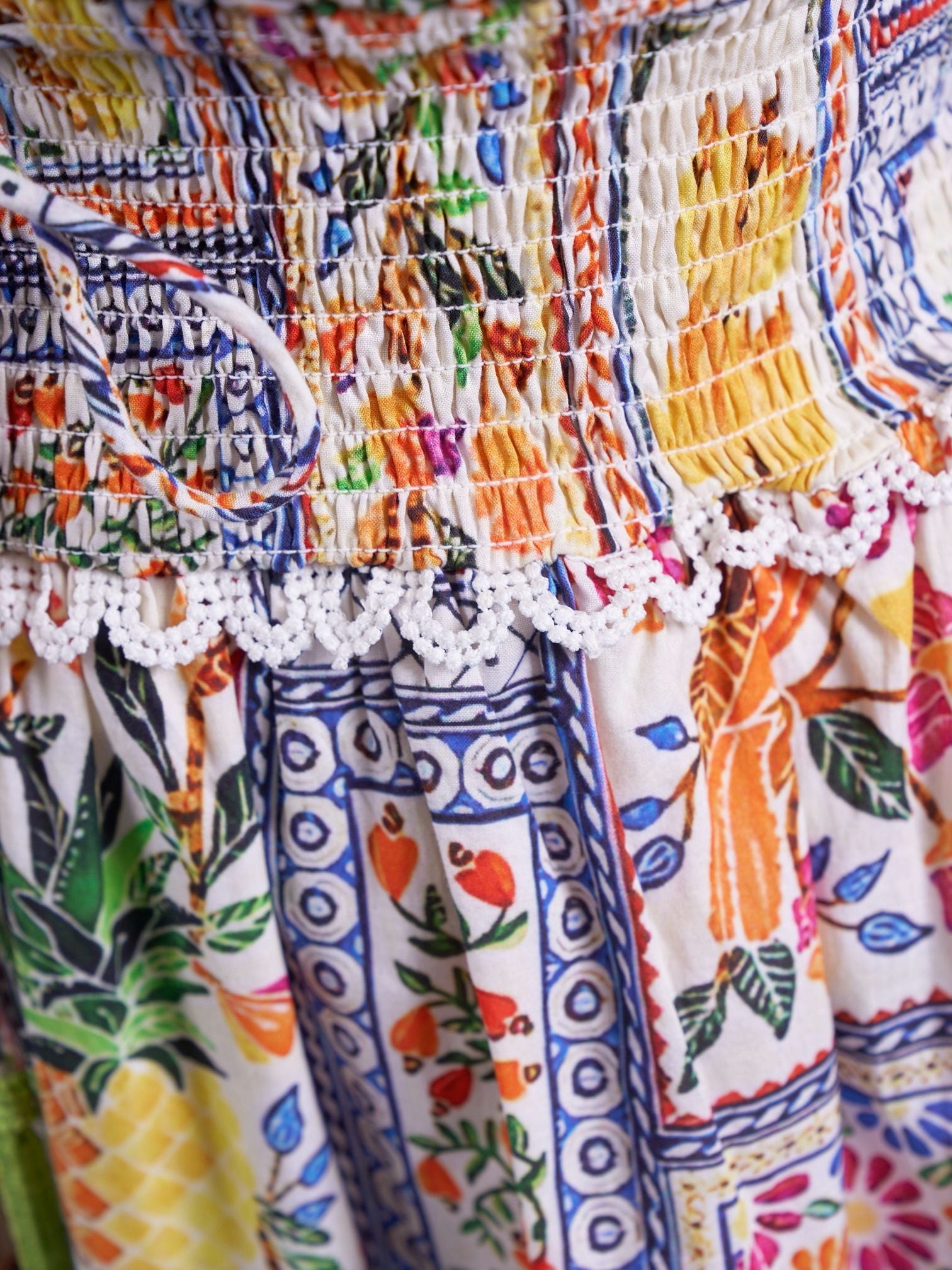 “Misha” dress with tropical patch pattern