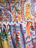 “Misha” dress with tropical patch pattern