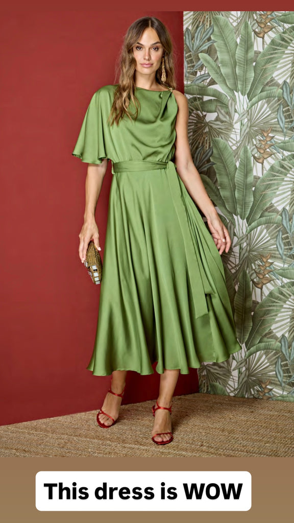 Grecian style floaty dress in moss green – AislingMaherBoutique