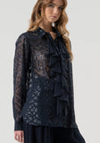 Navy Sheer  Blouse