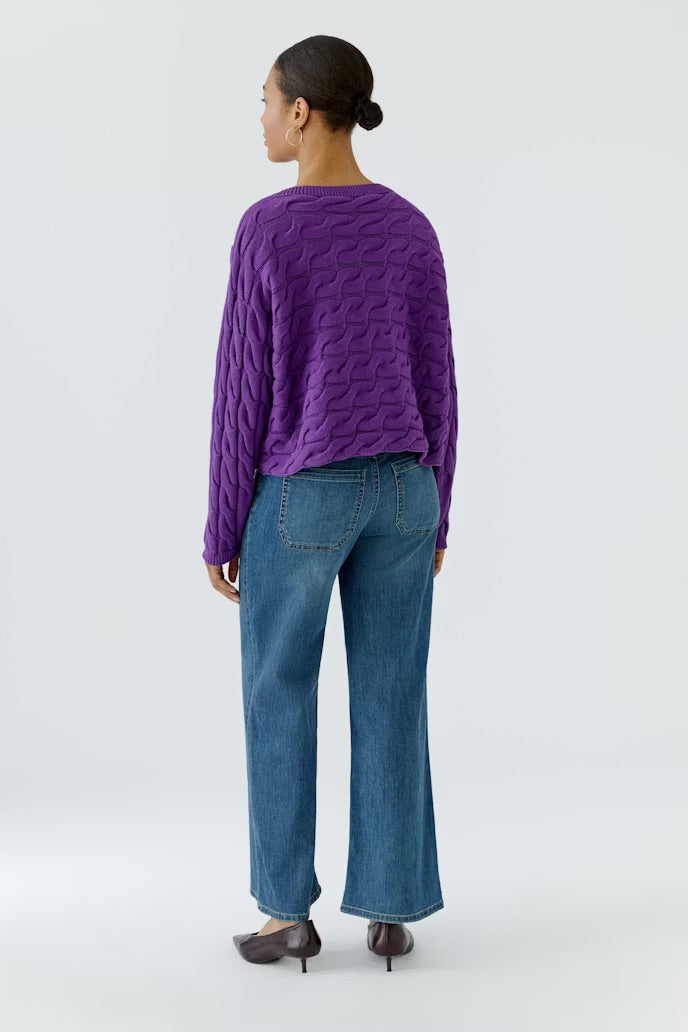 Cable pullover in purple