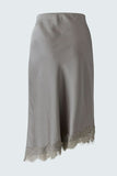 Silver Slip Skirt with asymmetric hem