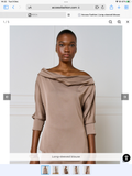 Taupe satin blouse with cowl neckline