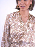 “Monaco” dress in snow leopard pattern